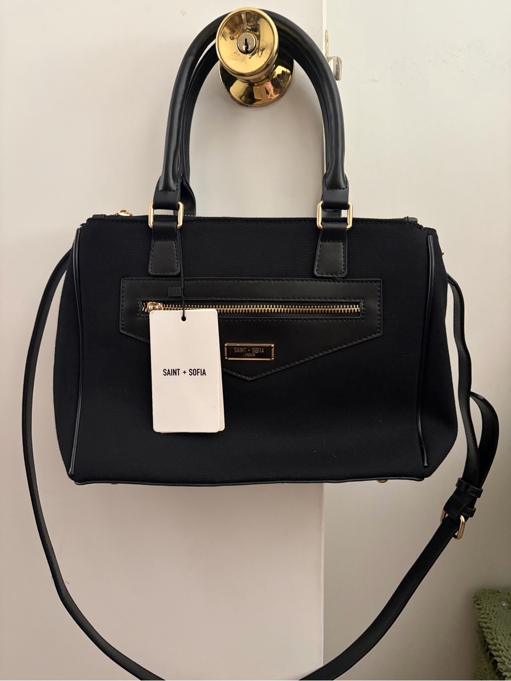 Saint + Sofia Black Structured Satchel